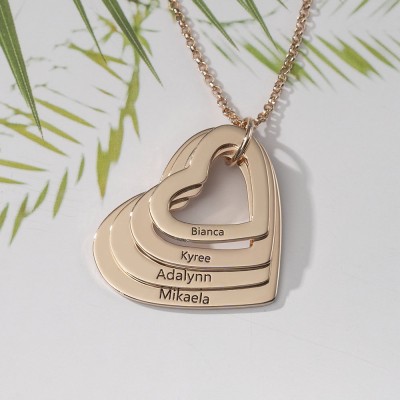 Personalisierte 1-6 Name Herz Halskette Familie Weihnachtsgeschenk