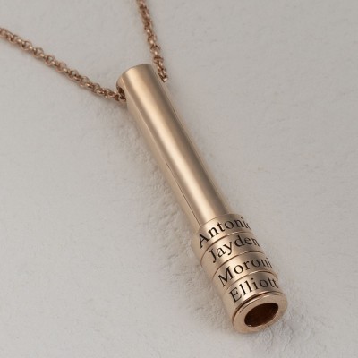 18 Karat Rosévergoldung Personalisierte Familienname Perlenkette für Ihn