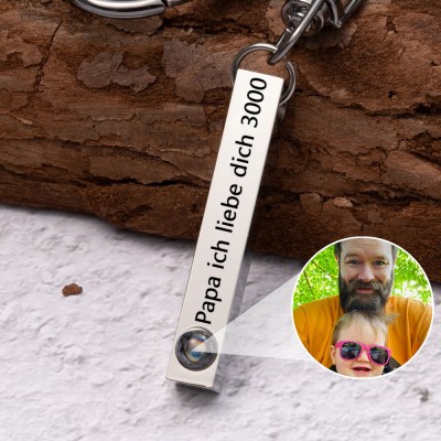 Personalisierter Foto-Projektions-Schlüsselanhänger für den Vatertag