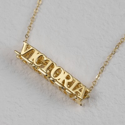 Personalisierte kubische Bar Namenskette mit 18 Karat Vergoldung