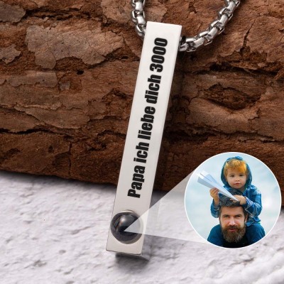 Personalisierte Halskette mit Fotoprojektionsleiste für Geschenkideen zum Vatertag