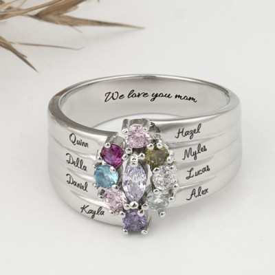 Personalisierter personalisierter Marquise Family Ring mit 1-8 Geburtssteinen