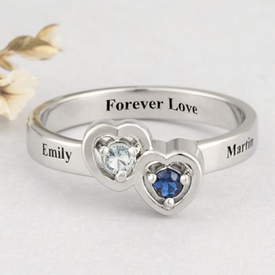 S925 Sterling Silber Ring mit doppelt ineinandergreifenden Herzen