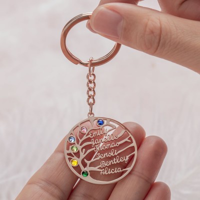 Personalisierte 1-5 Gravur Namen mit Geburtsstein Schlüsselanhänger Geschenk