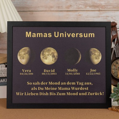 Individueller Mama's Universum Mondphase Rahmen mit Kindernamen für Muttertag Geschenk