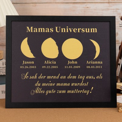 Individueller Mama's Universum Mondphase Rahmen mit Kindernamen für Muttertag Geschenk