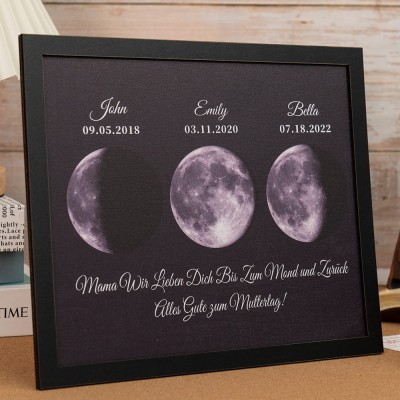 Personalisierte Wenn Sie eine Mama werden Mondphase Druckrahmen Geschenk für Muttertag