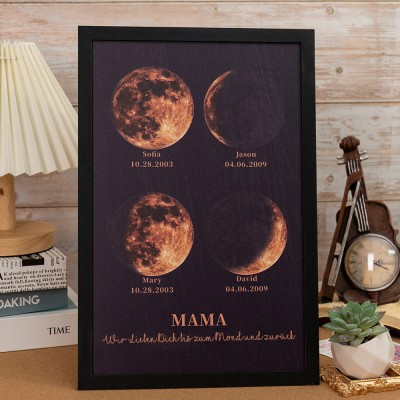 Individueller Mama Mondphase Rahmen mit Kindernamen für Muttertag Geschenk