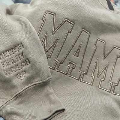 Benutzerdefinierte Mama bestickt Sweatshirt Hoodie mit Kindernamen für Muttertag Geschenkideen