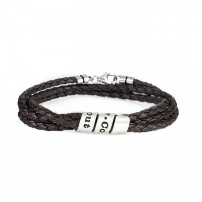Personalisierte Herren Lederarmbänder mit graviertem Namen mit 1-10 Namen