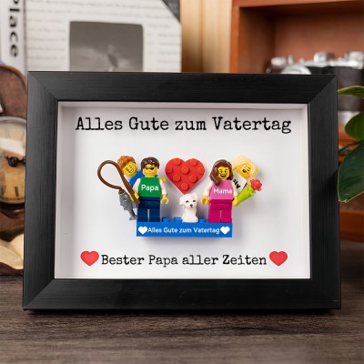 Personalisierte Kleine Figur mit Rahmen und Ziegelstein für Papa Vatertag Geschenk
