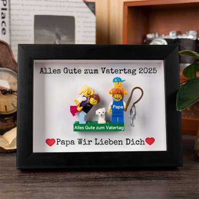 Personalisierte Kleine Figur mit Rahmen und Ziegelstein für Papa Vatertag Geschenk