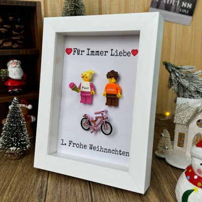 Personalisierte Figur mit Rahmen für Paar Weihnachten Valentinstag Geschenk