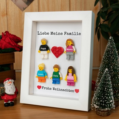 Personalisierte Kleine Figur mit Rahmen für Familie Weihnachtsgeschenk