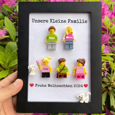 Personalisierte Kleine Figur mit Rahmen für Familie Weihnachtsgeschenk