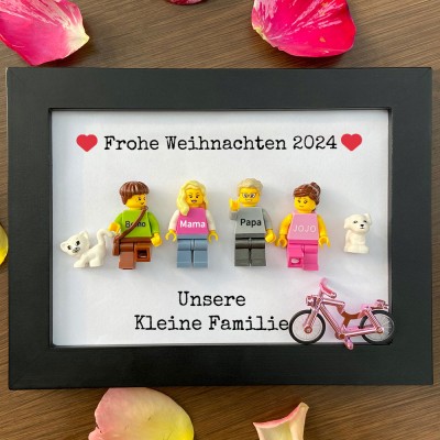 Personalisierte Kleine Figur mit Rahmen für Familie Weihnachtsgeschenk
