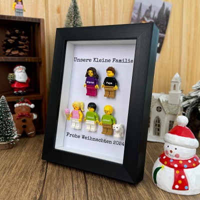 Personalisierte Kleine Figur mit Rahmen für Familie Weihnachtsgeschenk