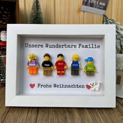 Personalisierte Kleine Figur mit Rahmen für Familie Weihnachtsgeschenk