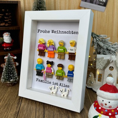 Personalisierte Kleine Figur mit Rahmen für Familie Weihnachtsgeschenk