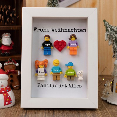 Personalisierte Kleine Figur mit Rahmen für Familie Weihnachtsgeschenk