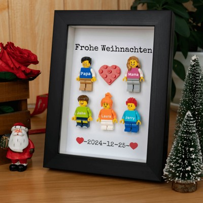 Personalisierte Kleine Figur mit Rahmen für Familie Weihnachtsgeschenk