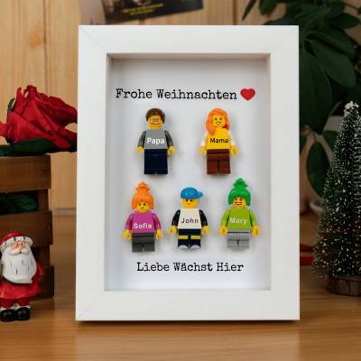 Personalisierte Kleine Figur mit Rahmen für Familie Weihnachtsgeschenk