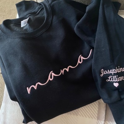 Individuell bestickt Mama Sweatshirt Hoodie mit Kindernamen für Muttertag Geschenkideen