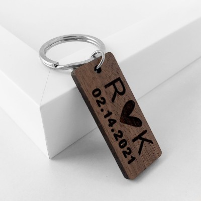 Personalisierte Holz Schlüsselanhänger Jahrestag Valentinstag Paar Geschenk