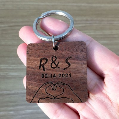 Personalisierte Holz Schlüsselanhänger Jahrestag Valentinstag Paar Geschenk