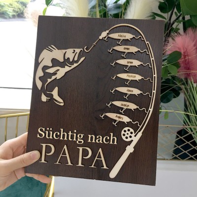 süchtig nach Papa Papa Opa Vatertag personalisiertes Angelausflug Geschenk für ihn
