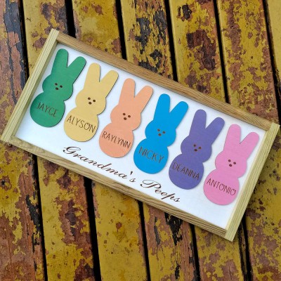 Ostern Peeps Zeichen personalisierte gravierte Name Holzhase Wohnkultur Opa Oma Geschenk