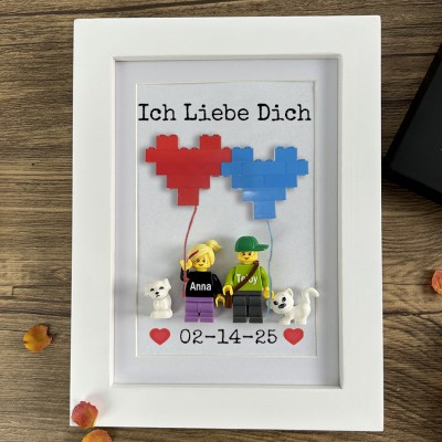 Personalisierte Figur mit Rahmen für Paar Valentinstag Geschenk
