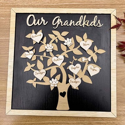 Benutzerdefinierte Stammbaum Holzschild Name Graviert Home Wall Decor Weihnachtsgeschenk