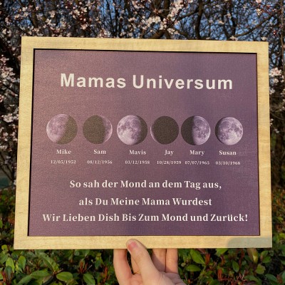 Individueller Mama's Universum Mondphase Rahmen mit Kindernamen für Muttertag Geschenk