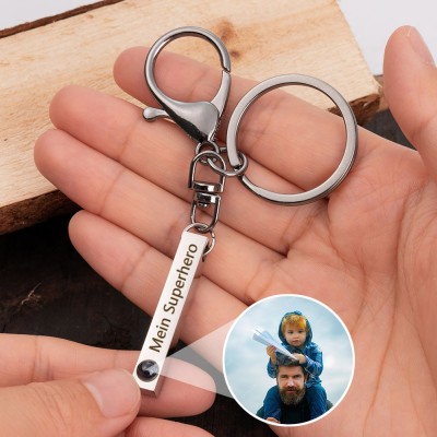 Personalisierter Fotoprojektions-Schlüsselanhänger für Papa