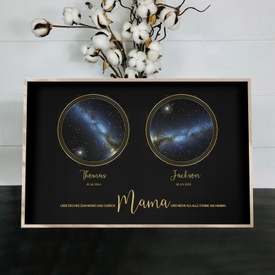 Individueller Sternkarte von Datum Nachthimmel Konstellation Holz Zeichen für Mama Oma Muttertag Geschenk