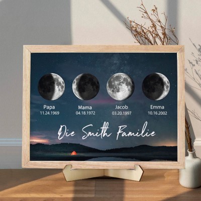 Personalisierte Mondphase Rahmen mit dem Namen des Kindes für Familie Muttertag Geschenk