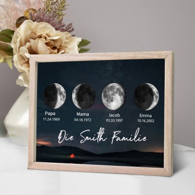 Personalisierte Mondphase Rahmen mit dem Namen des Kindes für Familie Muttertag Geschenk