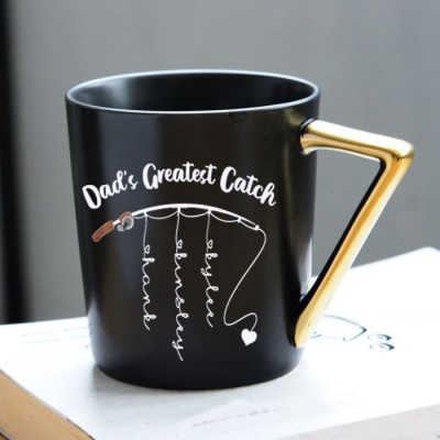 Personalisierte Kaffeetasse Papas größtes Fang-Angel-Geschenk mit personalisiertem Namen für Kinder
