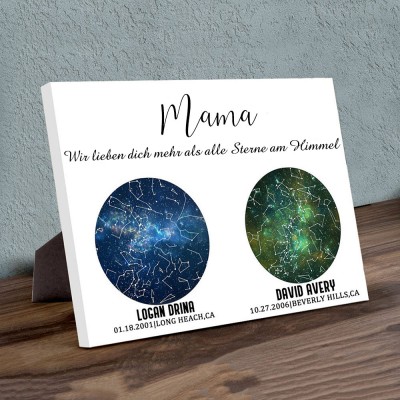 Personalisierte Sternkarte von Datum Nachthimmel Konstellation Wandkunst Holz Zeichen für Oma Muttertagsgeschenk