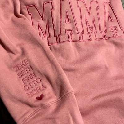 Benutzerdefinierte Mama bestickt Sweatshirt Hoodie mit Kindernamen für Muttertag Geschenkideen