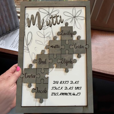 Personalisierte Muttertagsgeschenk Mama Du bist das Teil, das uns zusammenhält Puzzleteile Namensschild Wanddekoration