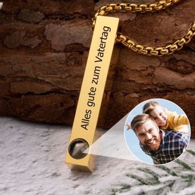 Personalisierte Fotoprojektions-Bar-Halskette für Papa-Vatertag-Geschenkideen