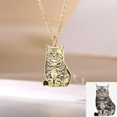 Personalisierte Haustier Katze Hund Foto gravierte Tag Halskette