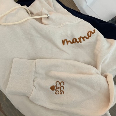 Individuell bestickt Mama Sweatshirt Hoodie mit Kindernamen für Muttertag Geschenkideen