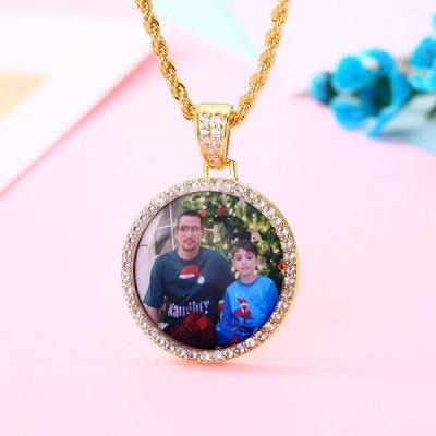 Personalisierte Medaillons Erinnerungs-Anhänger Foto-Halskette für Ihn Vatertagsgeschenk