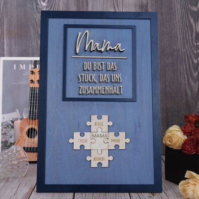 Benutzerdefinierte Mama Puzzle Zeichen mit Namen des Kindes für Mama/Oma Muttertag