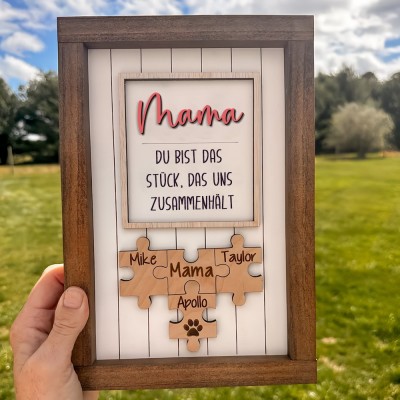 Benutzerdefinierte Mama Puzzle Zeichen mit Namen des Kindes für Mama/Oma Muttertag