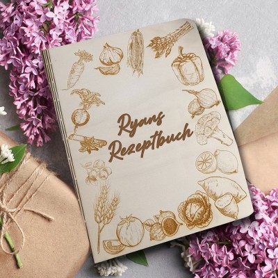 Personalisierte Familie Hölzerne Rezeptbuch für Weihnachten Geschenk