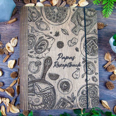 Personalisierte Papa Hölzerne Rezeptbuch für Weihnachten Geschenk